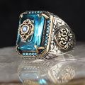 1Pcs Turkish Signet Ring For Men handmade luxury ring for men boy gents. 
