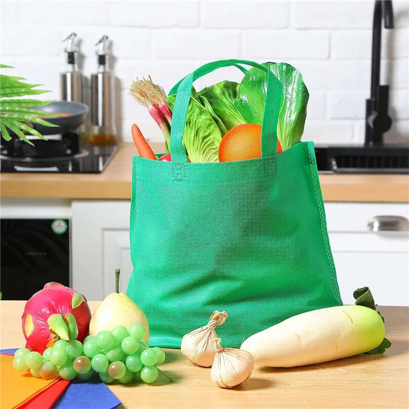 50 Pieces Non Woven Reusable Bags Multi Color Tote Gift Bags - Main Image