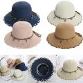 Floral Straw Hat UV Protection Lightweight Wide Brim Women's Sun Hat Natural Straw Foldable Beach Hat for Beachwear Sun Protection Vacation Accessory Outdoor Activities Fashionable Headwear.