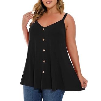 Womens%20Spaghetti%20Strap%20Tank%20Tops%20for%20Ladies%20V%20Neck%20T%20Shirts%20Plus%20Size%20Sleeveless%20Tunic%20Buttons%20Women's%20Summer%20Tops%20Collocation%20-%20Sleeveless%20tops%20for%20women%20are%20perfect%20for%20daily%20wear,%20dating,%20party,%20travel,%20etc%20Camisole%202X%20-%20Image%202