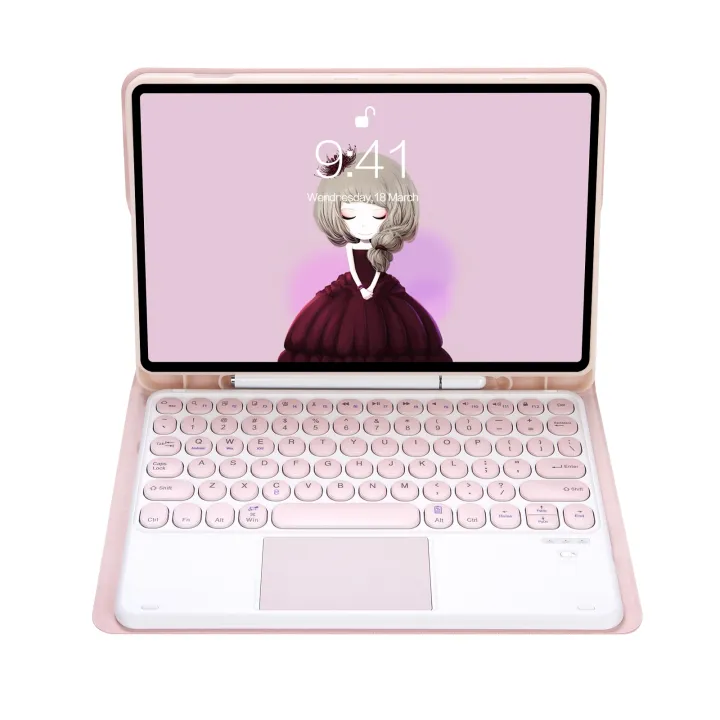 YA700B-A%20Candy%20Color%20Skin%20Feel%20Texture%20Round%20Keycap%20Bluetooth%20Keyboard%20Leather%20Case%20with%20Touchpad%20For%20Samsung%20Galaxy%20Tab%20S8%2011%20inch%20SM-X700%20/%20SM-X706%20&%20S7%2011%20inch%20SM-X700%20/%20SM-T875(Pink)%20-%20Image%208