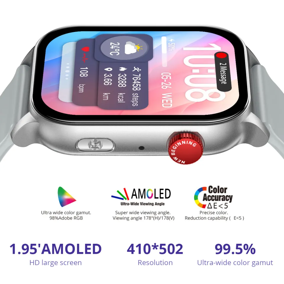Colmi P78 AMOLED Smart Watch Waterproof Rotating Crown Bluetotoh Calling Smart Watch Long Battery Back Up