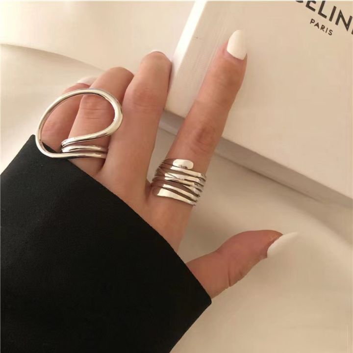 2Pcs/Set Alloy Metal Geometric Opening Rings Adjustable Accessories