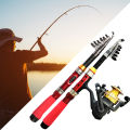 FG 1/1.2/1.5M Portable Retractable Fishing Rod Super Short Fiberglass Small Sea Rod Fishing Supplies-Red. 