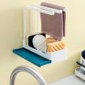 Kitchen dual-purpose drain cloth rack free perforation wall-mounted sponge storage rack multi-function sink compartment rack hot sell. 