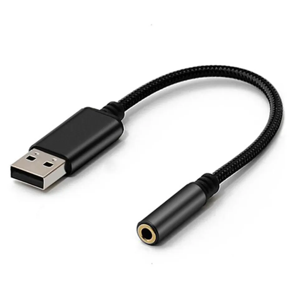 USB to 3.5mm Headphone Jack Audio Adapter External Stereo Sound Card for PC Laptop for PS4 for Mac Etc 0.6 Feet Black Daraz .bd