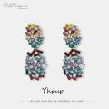 【beauty code store】Yhpup Hollow Geometric Crystal Dangle Earrings Colorful Brincos pendientes for Women Party Jewelry Gift. 