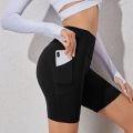 Women Gym Shorts High Waist Push Up Cycling Sport Leggings Phone Pockets For Femme Running Fitness Trainning Yoga Short Pants. 