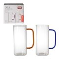 Heat-Resistant Glass Mug Set 380ml - Borosilicate Tea Coffee Cups (2 or 4 PCS) - Lightweight, Microwave Safe, Scratch-Resistant Clear Round Long Design for Daily Beverage Use.. 