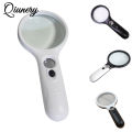 Qiunery Magnifying Glass With Light, 3X Lighted Magnifying Glass, 3 Led White Lights Handheld Magnifying Glass, Illuminated Magnifier For Reading, Seniors, Jewelry.