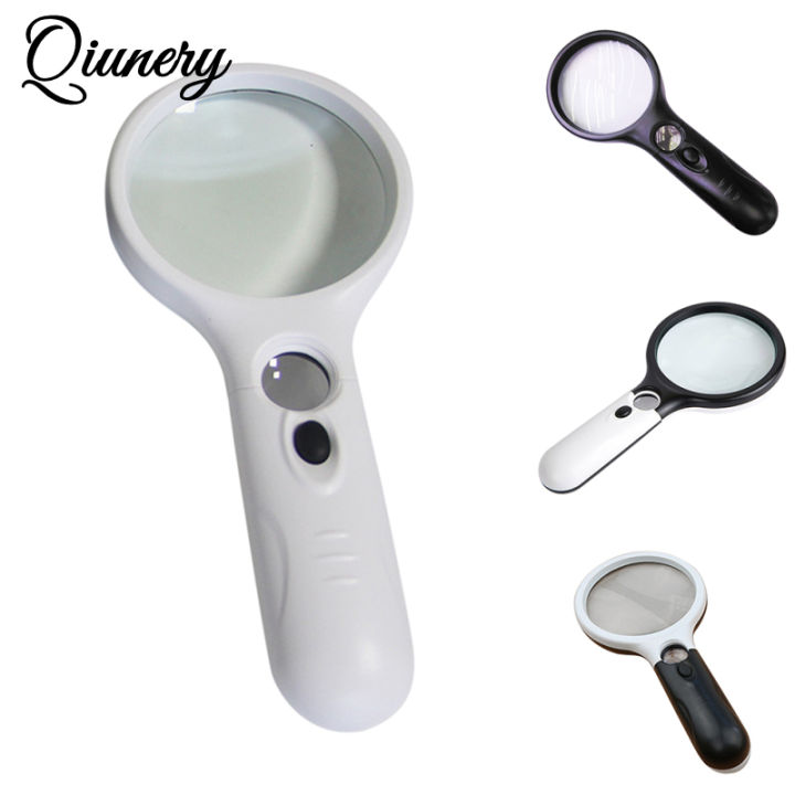 Qiunery Magnifying Glass With Light, 3X Lighted Magnifying Glass, 3 Led White Lights Handheld Magnifying Glass, Illuminated Magnifier For Reading, Seniors, Jewelry
