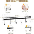 GC 2pcs Wall Mounted Coat Rack, Metal Wall Self-adhesive Hanger, Coat Hook With 6 Hooks For Clothes Towel Hats, Kitchen Wall Hanging Rack No Drilling Hanger ﻿. 