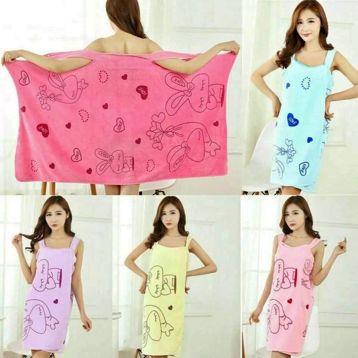 Bathroom Women Bath Towels Wearable Towel Dress Beach Adults Bath Gown SPA Sling Robes Home Nightwear Microfiber Women Bathrobe Bath Towel