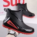 Rain Boots Men's Winter Construction Site Labor Protection Rain Boots Waterproof Non-Slip Wear-Resistant Rainy Day Fishing Work Water Shoes Thick Sole Fleece-Lined. 