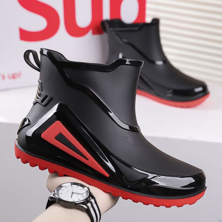 Rain Boots Men's Winter Construction Site Labor Protection Rain Boots Waterproof Non-Slip Wear-Resistant Rainy Day Fishing Work Water Shoes Thick Sole Fleece-Lined