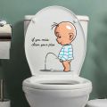 Funny Spoof Cartoon Kids English Decorative Personality Toilet Toilet Cover Stickers Kindergarten Decorative Wall Stickers. 