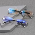 Anti-Blue Light Rimless Reading Glasse Stylish Blue Light Blocking Spring Hinge Readers Presbyopia Glasses for Women & Men.
