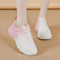 Daddy Shoes Women's Ins Tide 2022 Autumn New Double Net Lightweight Platform Sneakers Versatile White Shoes for School Girls. 