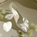 New Bridal White Satin Bow Stiletto High Heels Pumps Single Wedding Shoes. 