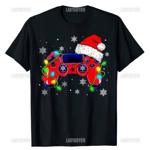 Video%20Game%20Controller%20Christmas%20Santa%20Hat%20Gamer%20Boys%20O-neck%20T-Shirt%20Gifts%20Gaming%20Lover%20Xmas%20Costume%20Family%20Matching%20Videos%20Games%20-%20Image%207