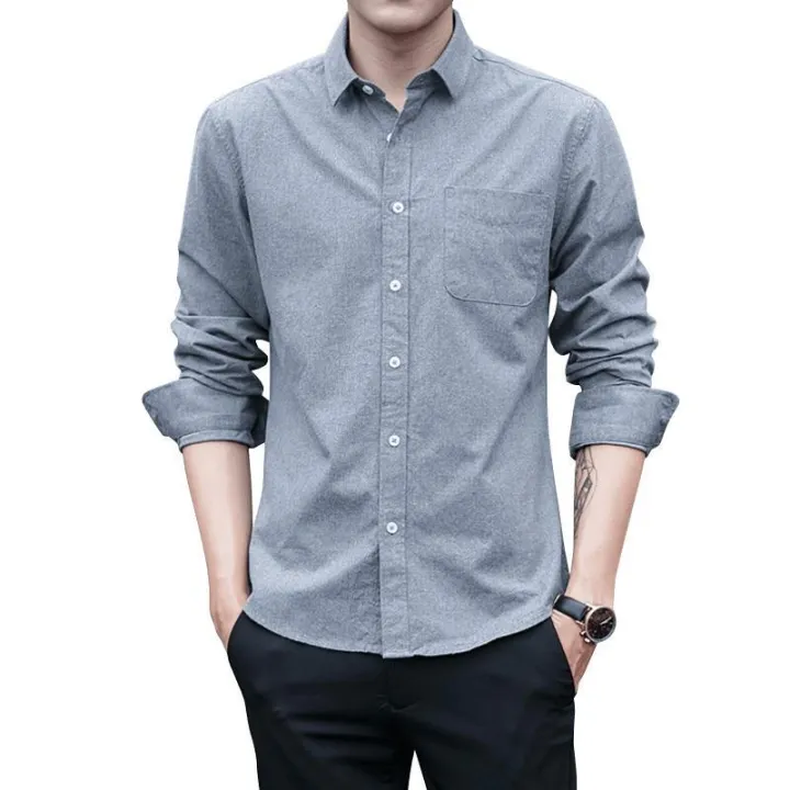 Buy%20One%20Get%20One%20Free%20Solid%20Color%20Spring%20and%20Autumn%20Youth%20Men's%20Casual%20Shirt%20Retro%20Cotton%20Shirt%20Style%20Korean%20Fashion%20-%20Image%207