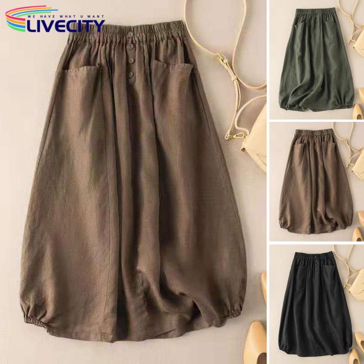 A%20Line%20Skirt%20Buttons%20Decor%20Cotton%20Linen%20A-Line%20Casual%20Skirt%20-%20Image%207