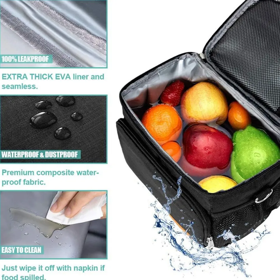 Lead-free Leakproof Insulated Lunch Bag with Adjustable Strap Bpa-free Cooler Tote for Office Picnic Hiking Beach Reusable Lunch Box for Men Women Lunch Cooler Bag