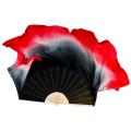 1 Pair Black Red Gradient Yangko Dance Fan Silk Veil Bamboo Ribs Double Sided Show Props Performance Fan (1L+1R). 
