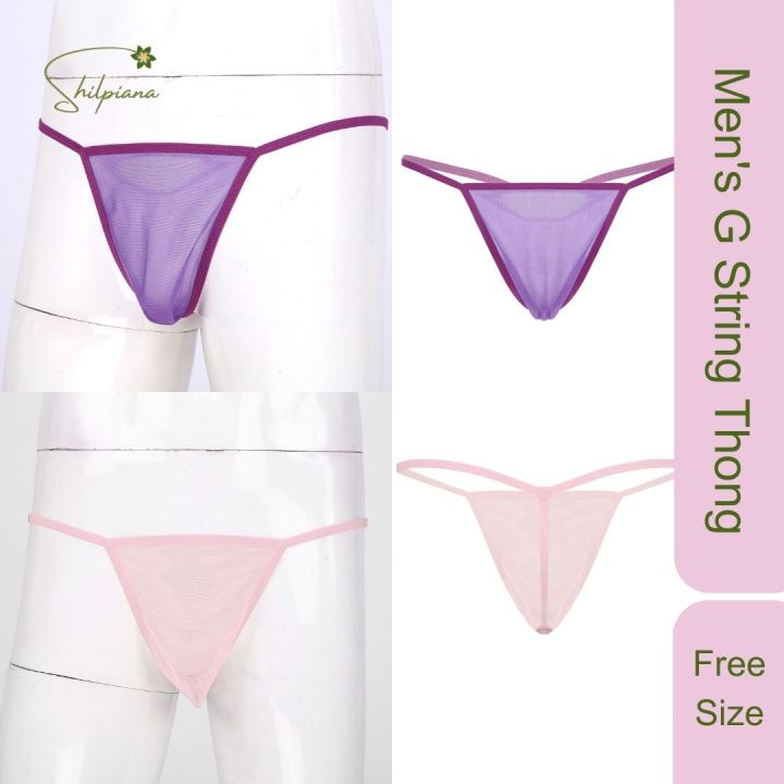 3 Pieces Mens Low Rise Briefs Thongs Underpants Lingerie From  Shilpiana  / Stylish & Fashionable Seductive T-Back Panties For Mens (Red, Black, White, Purple, Pink, Printed - Free Size)