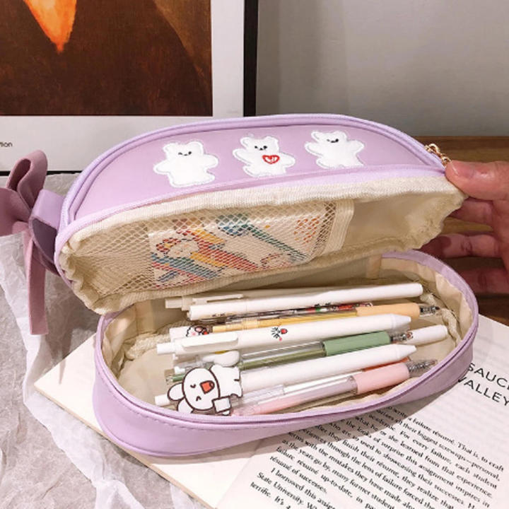 Kawaii Pencil Case Hard- Cute Large Capacity Pencil Box Portable Pencil Pouch for School Supplies Office Stationery Kids Gift Pretty Design Desk Accessory