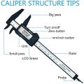 Vernier Caliper Electronic Tools 100mm Digital LCD Display Calliper Micrometer Ruler Instrument Depth Measuring Tool 150mm 0.1mm-150mm black.