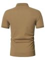 Men's polo shirt solid color short-sleeved zipper lapel T-shirt casual top.