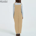 ZANZEA Womens Dungaree Bib Pants Jumpsuit Wide Leg Long Trousers Casual Loose Overalls #15.