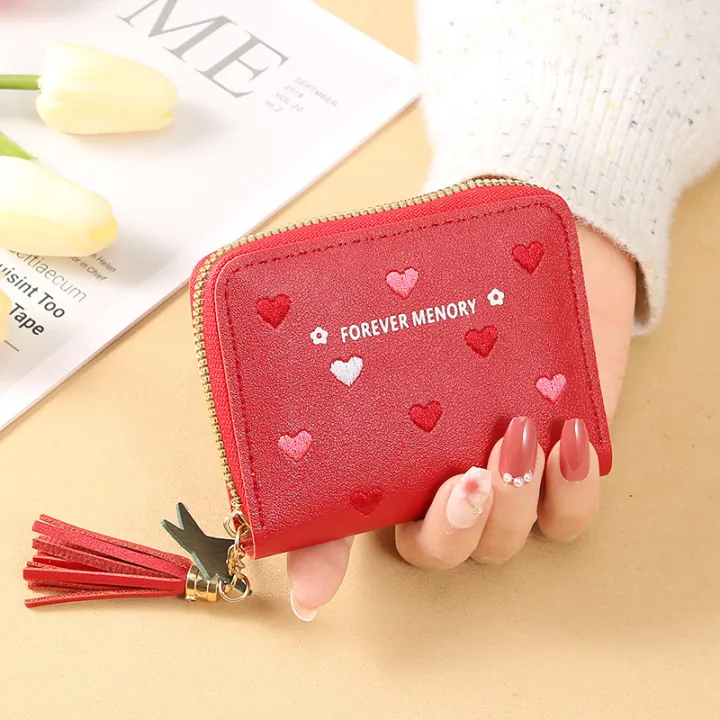 Lovely%20Heart%20Embroidered%20PU%20Leather%20Women's%20Zipper%20Coin%20Purse%20Star%20Pendant%20Short%20Wallet%20-%20Image%202