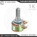 1K Ohm 2Pcs Pack Double Layer Variable Resistor / Potentiometer 6 Pin Dual Gang Linear Taper, Rotary, Adjustable Variable Resistor / Potentiometer For Electric & Electronics.. 