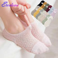 5 Pairs Women Non-slip Socks Invisible Summer Solid Color Mesh Ankle Boat Socks Silicone Female Cotton Slipper No Show Socks. 