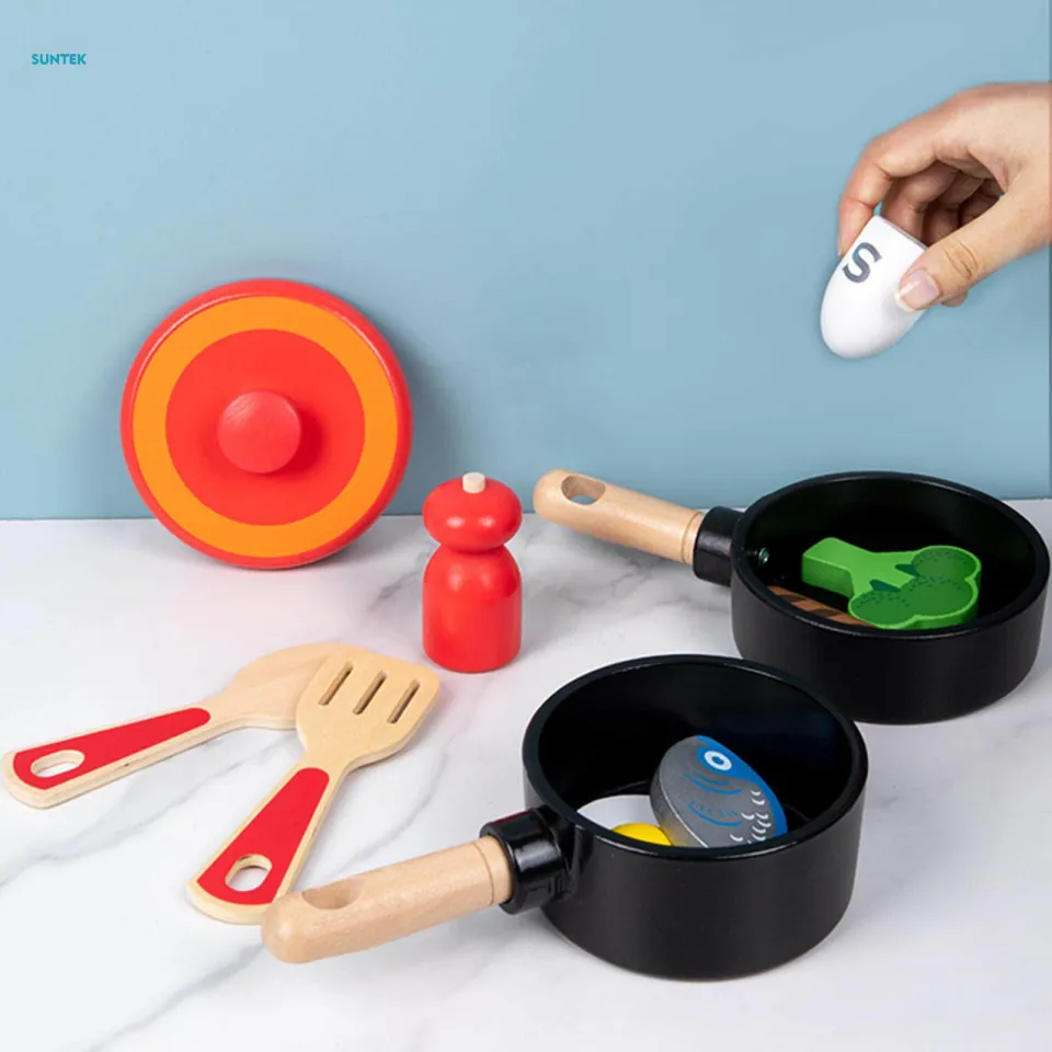 11Pcs Kitchen Accessories Pretend Play, Cookware Pots and Pans Set
