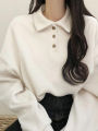 Oversized Polo T-Shirt Women Korean Fashion Preppy Style Pullover Tops Ladies Autumn Winter Casual Long Sleeve Plush Sweatshirts. 