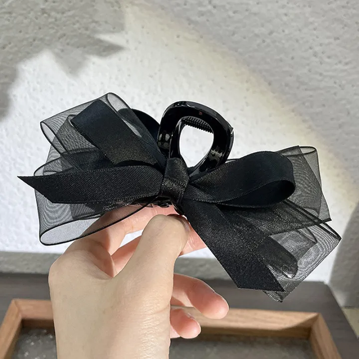 Black%20Mesh%20Bow%20Grab%20Hair%20Clips%20Women'S%20Hair%20Accessories%20Hairpin%20For%20Back%20Of%20Head%20SUPER%20BABY%20-%20Image%205