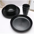 3pcs/set Eco-friendly Plastic Black Tableware Set Vertical Stripes Anti-fall Cutlery Set Plate/Bowl/Cup Party.