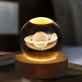 LED Crystal Ball Night Light Milky Way System Crystal Ball 3D Engraved Glass Ball Night Lamp with Wooden Base for Art Decoration.