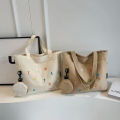TAG Lifestyle Exclusive Design embroidery Canvas Tote Bag, Fashionable Top Handle With four Outside Pockets Trendy Fashionable Tote Bag for University, College Students Girls And Women.