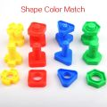 5 Set Screw Building Blocks Nut Shape Match Puzzle Toys For Children Infant Montessori Shape Color Recognize Educational Toys. 