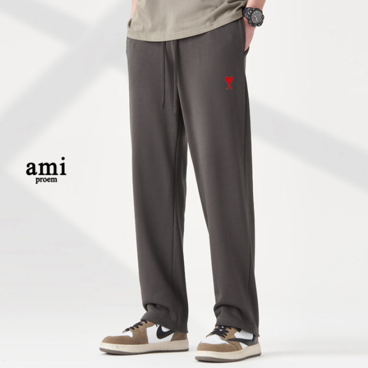 AMI%20prem%20Official%20Pants%20Men's%20Autumn%20New%20Casual%20Sports%20Trousers%20Fashion%20Brand%20Drooping%20Straight%20Wide%20Leg%20Sweatpants%20-%20Image%203