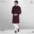 GoodMan Premium Quality Maroon Color Semi Long Panjabi for Men.. 