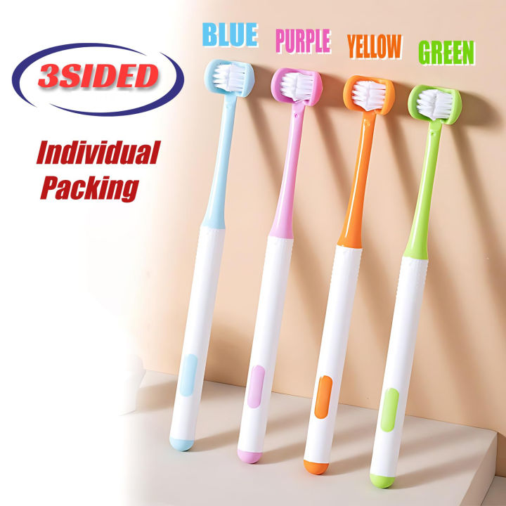 3 Sided Autism Toothbrush Three Bristles for Special Needs Adult Soft Bristles Soft and Gentle for Complete Tooth and Gum Care (