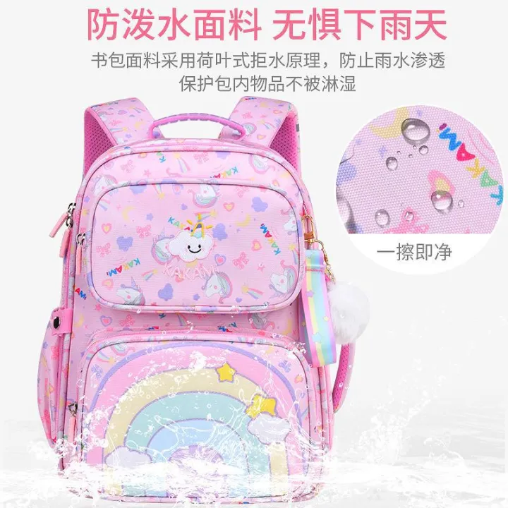 New%20Student%20Rainbow%20School%20Bag%20Grade%201-3-6%20Girls%20Lightweight%20Spine%20Protector%20Children's%20Backpack%20Cute%20Pink%20-%20Image%205