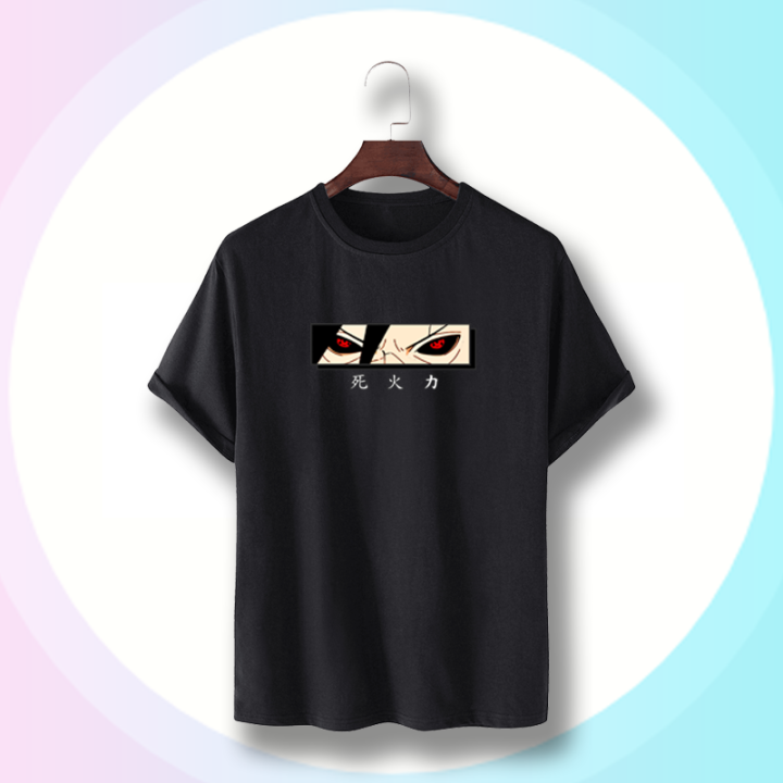 Jersey Half-Sleeve T-shirt, Anime T-shirt, Naruto, Madara Uchiha Logo on Middle,