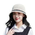 Ladies Bucket Hat Stylish Patchwork Stripes Papyrus Summer Hat Anti-sun Cool Fashion Bucket Hat Lady Sun Hat Outdoor Supply.