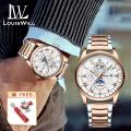 LouisWill Watches Fashion Men Watches Business Casual Wristwatches Leather and Steel Band Watch Quartz Watch Roman Numeral Watch Luminous Pointers Watch 3ATM Waterproof Watch With Calendar. 